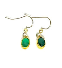 Load image into Gallery viewer, Green Onyx Oval Earrings