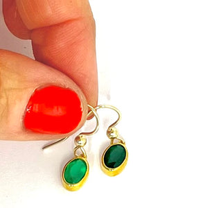 Green Onyx Oval Earrings