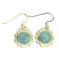 Load image into Gallery viewer, Aquamarine Silver Flower Earrings