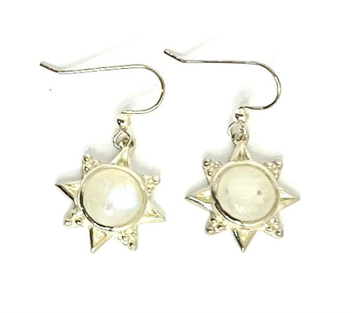 Moonstone Silver Star Earrings