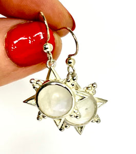 Moonstone Silver Star Earrings